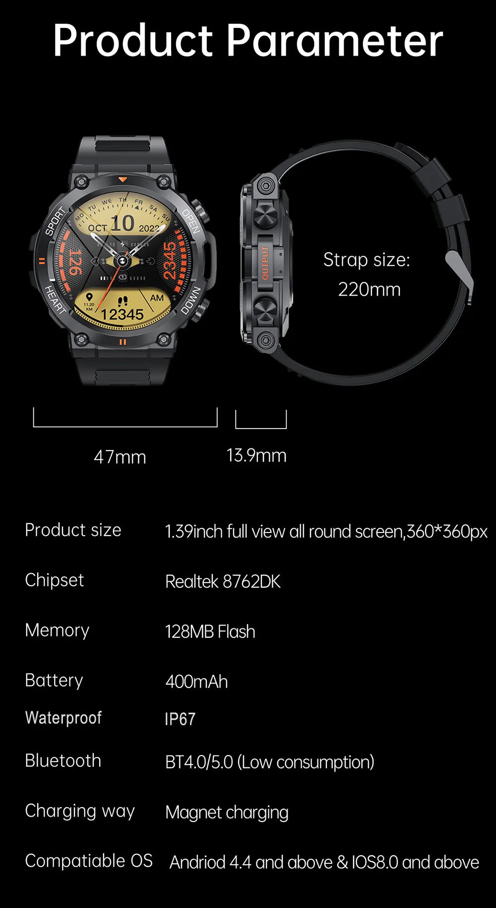 Fitness Tracker Smart Watch