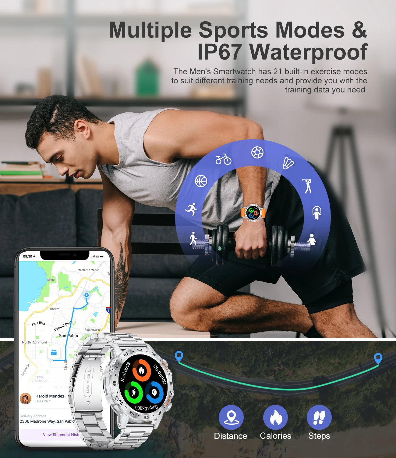Bluetooth Smartwatch 1.39" Screen– Fitness, Heart Rate, Health Tracking (Android & iOS Compatible)
