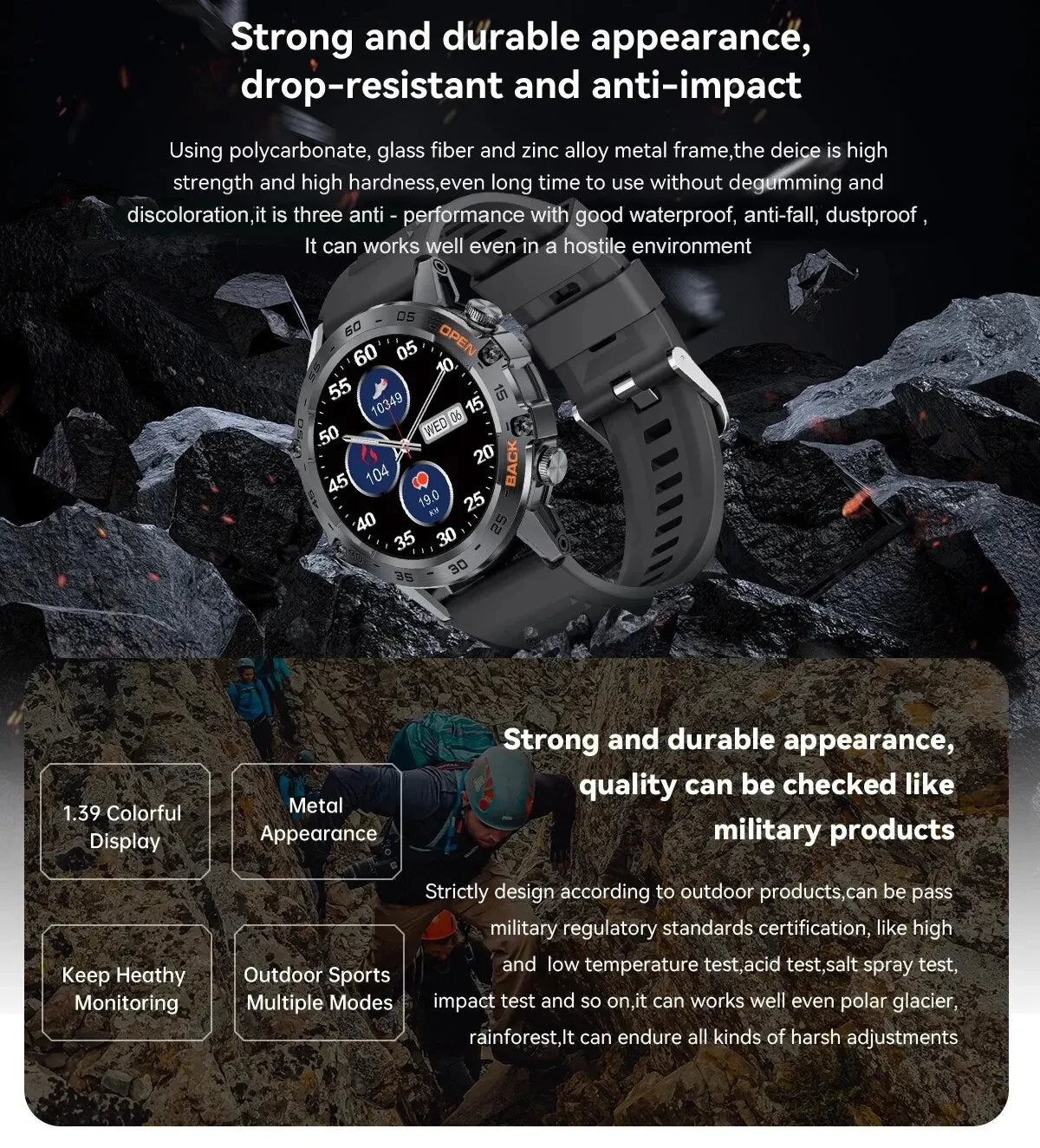 Bluetooth Smartwatch 1.39" Screen– Fitness, Heart Rate, Health Tracking (Android & iOS Compatible)