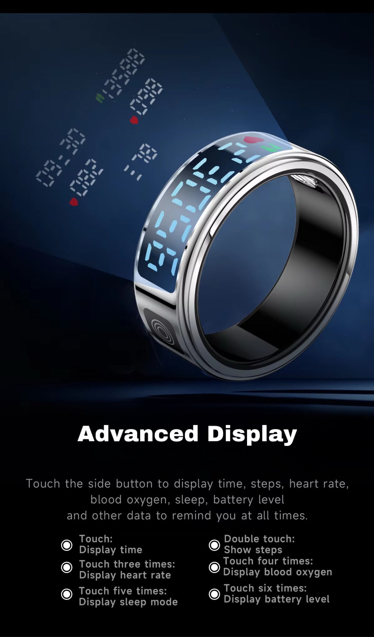 Smart Ring- Advanced Sensor With Touch Display