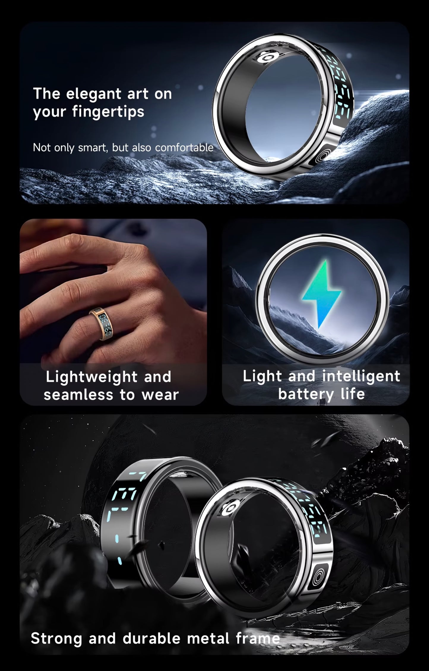 Smart Ring- Advanced Sensor Titanium Health & Fitness Tracker