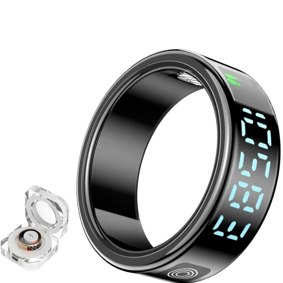 Smart Ring- Advanced Sensor Titanium Health & Fitness Tracker in BLACK - *Charging Case Included*