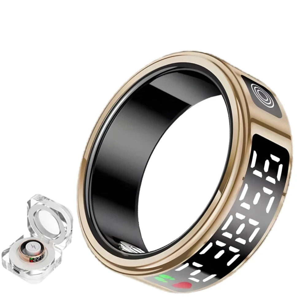 Smart Ring- Advanced Sensor Titanium Health & Fitness Tracker in GOLD - *Charging Case Included*