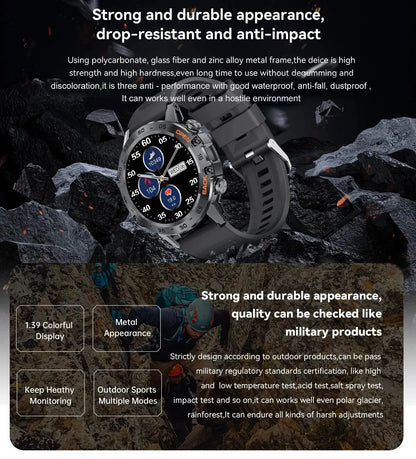 Bluetooth Smartwatch 1.39" Screen– Fitness, Heart Rate, Health Tracking (Android & iOS Compatible)